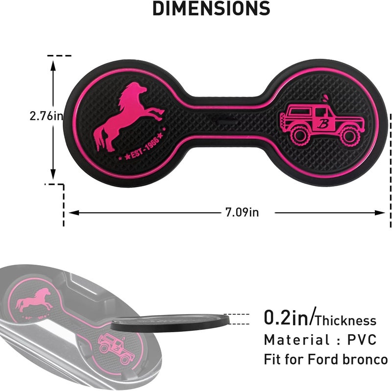 LSAUTO Car Cup Holder Coaster Compatible with Ford Bronco Offroad 2021-2025, Silicone Car Decorative Water Coaser, Bronco Car Accessories (Pink) - Image 4